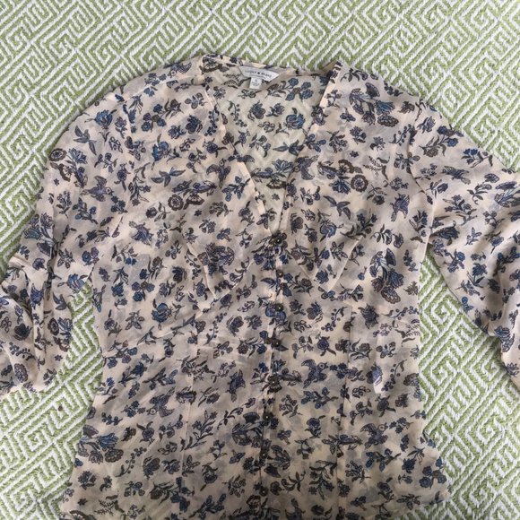 Lucky Brand Sheer Button-Up Blouse - Picture 2 of 6
